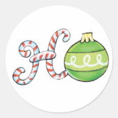 Cute Christmas Text, Ho in Candy Canes Ornaments Runder Aufkleber (Vorderseite)