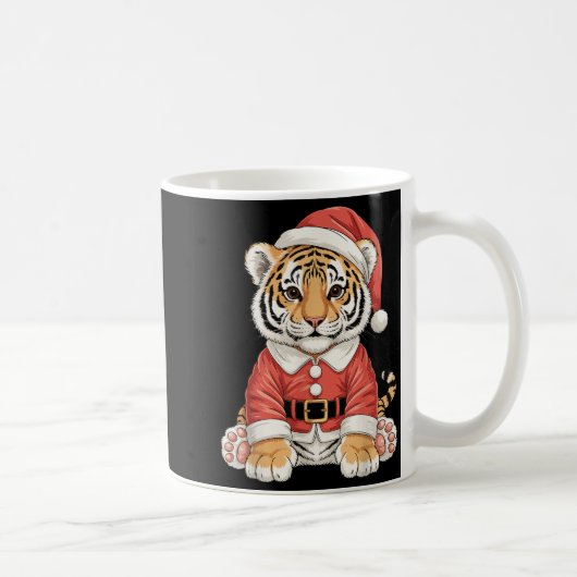 Cute Christmas Tiger Santa Safari Animal  Kaffeetasse (Rechts)
