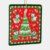 Cute Christmas Tree and Puppy Dogs with Bones Keramikornament (Rechts)
