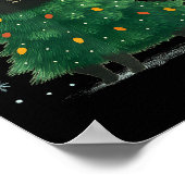 Cute Christmas Tree Cat Funny Holiday Snowflake Poster (Ecke)