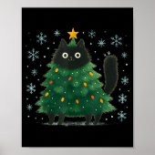 Cute Christmas Tree Cat Funny Holiday Snowflake  Poster (Vorne)