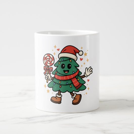 Cute Christmas Tree Mug - Festive Holiday Design Jumbo-Tasse (Vorderseite)