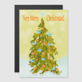 Cute Christmas Tree with Blue Birds Magnetkarte (Vorne/Hinten)