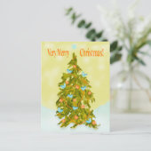 Cute Christmas Tree with Blue Birds Postkarte (Stehend Vorderseite)