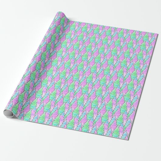 cute christmas trees pattern  pastel colours geschenkpapier (Ungerollt)