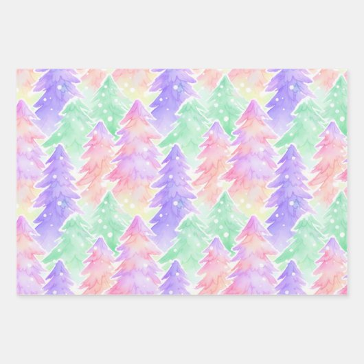 cute christmas trees pattern pastel colours geschenkpapier set (Vorderseite 2)