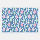 cute christmas trees pattern pastel colours geschenkpapier set (Vorderseite)