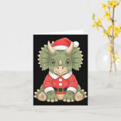 Cute Christmas Triceratops Santa Dinosaur Karte (Gelbe Blume)