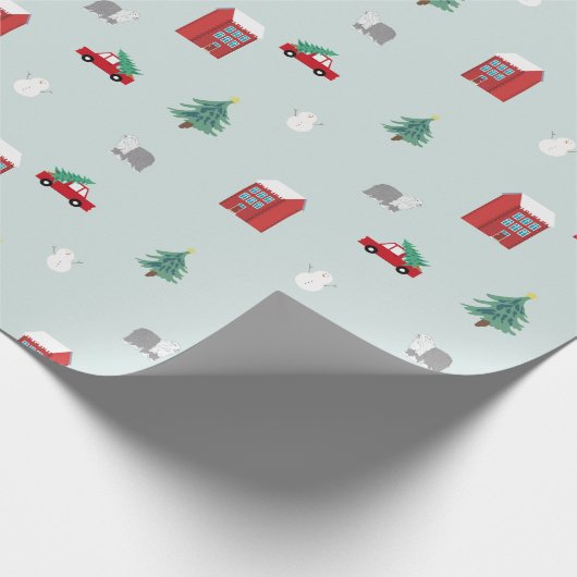 Cute Christmas Village Pattern Geschenkpapier (Ecke)