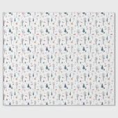 Cute Christmas Winter Animals & Elements Pattern. Geschenkpapier (Flach)