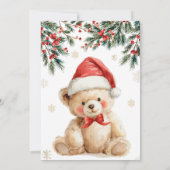 Cute Christmas Winter Teddy Bear Santa Baby Shower Einladung (Rückseite)