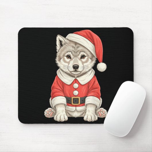 Cute Christmas Wolf Santa  Mousepad (Mit Mouse)