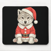 Cute Christmas Wolf Santa  Mousepad (Vorne)