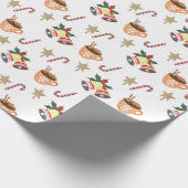 Cute Christmas Wrapping Paper with Hot Cocoa Joy Geschenkpapier (Ecke)