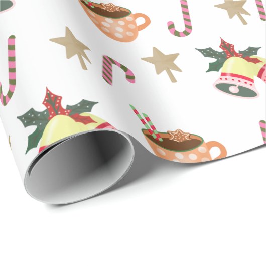 Cute Christmas Wrapping Paper with Hot Cocoa Joy Geschenkpapier (Rolleneckpunkt)