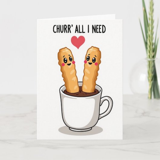 Cute Churro Chocolate Love Card Karte (Vorderseite)