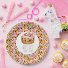 Cute Cinnamon Roll Bun Girl Birthday Party Pappteller