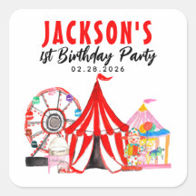 Cute Circus Carnival Festival Show Birthday Favor