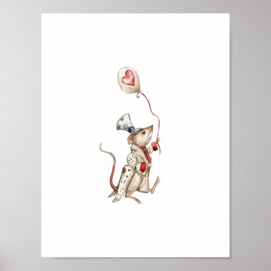 Cute Circus Mouse With Balloon Carnival Nursery Poster (Vorne)