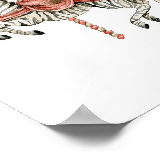 Cute Circus Zebra Carousel Carnival Nursery Poster (Ecke)