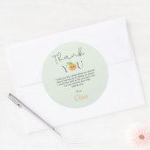 Cute Citrus Orange 1st Birthday Thank You Gift Runder Aufkleber (Umschlag)