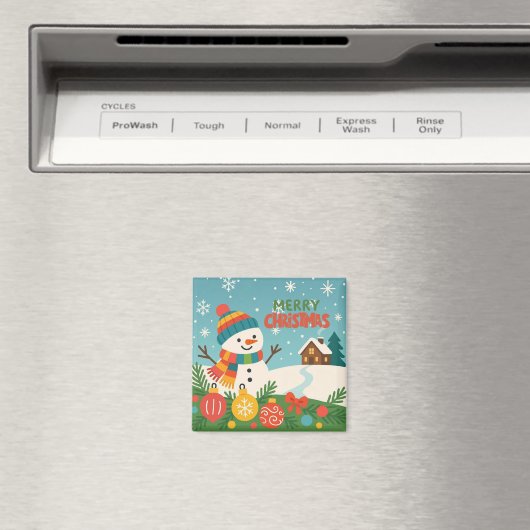 Cute, classic Merry Christmas snowman Magnet (In Situ (Geschirrspüler))