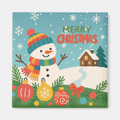 Cute, classic Merry Christmas snowman Magnet (Vorne)