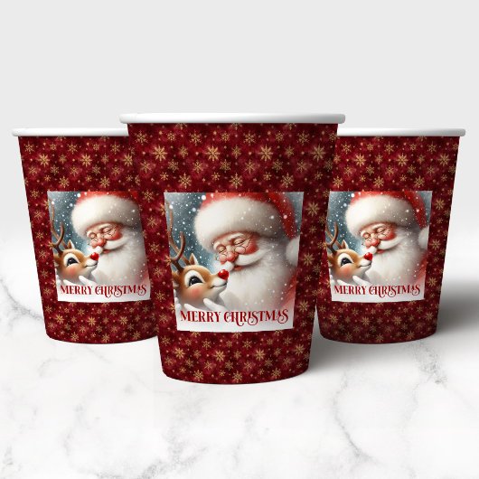 Cute Classic Santa Rudolph Funny Holiday Party Cup Pappbecher