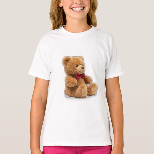 Cute Classic Teddy Bear Art Girls' T-Shirt (Vorderseite)