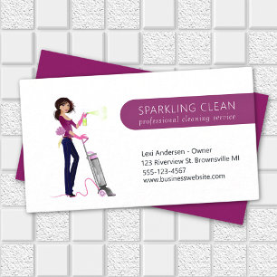 Cute Cleaning Maid Vacuum House Clean Service Visitenkarte