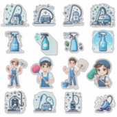 Cute Cleaning Service Icons & Characters - Vector Aufkleber (Vorderseite)
