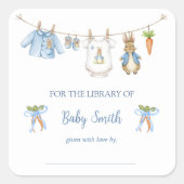 Cute Clothesline Peter the Rabbit Book Plate Quadratischer Aufkleber (Vorderseite)
