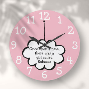 Cute Cloud on a String Fun Personalized Pink Große Wanduhr