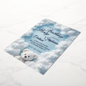 Cute Cloud & Teddy Bear Birthday Invitation Folieneinladung (Gedreht)