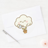 Cute Cloud Watering a Plant – Transparent Sticker (Umschlag)