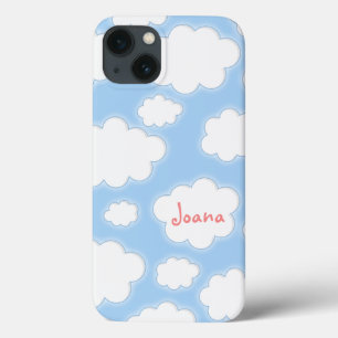 Cute Clouds Pattern Blue Pink Personalized Name Case-Mate iPhone Hülle