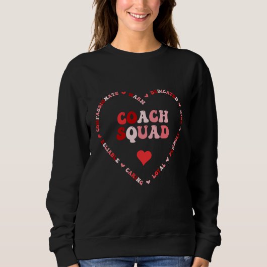 Cute Coach Squad Valentines Day Heart Sweatshirt (Vorderseite)