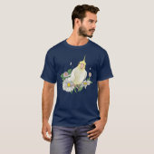 Cute Cockatiel Floral Illustration T-Shirt (Vorne ganz)