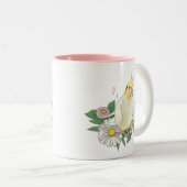 Cute Cockatiel Floral Zweifarbige Tasse (VorderseiteRechts)