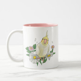 Cute Cockatiel Floral Zweifarbige Tasse