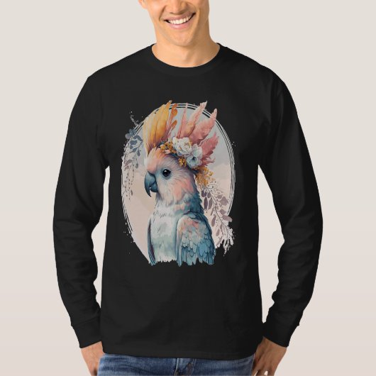 Cute Cockatoo Parrot Bird Flower Crown Pet Birds T-Shirt (Vorderseite)