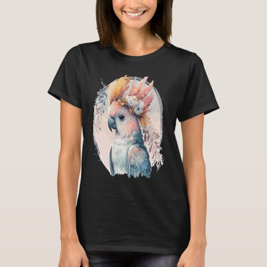 Cute Cockatoo Parrot Bird Flower Crown Pet Birds T-Shirt (Vorderseite)
