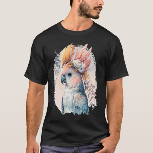 Cute Cockatoo Parrot Bird Flower Crown Pet Birds T-Shirt (Vorderseite)