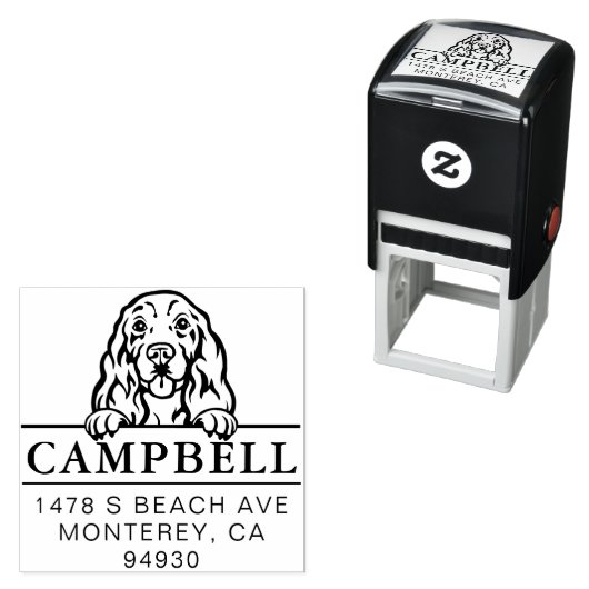 Cute Cocker Spaniel Custom Dog Address   Permastempel (Beispiel)