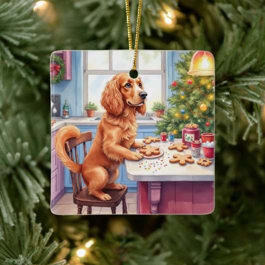 Cute Cocker Spaniel Gingerbread Baking Christmas Keramikornament (Baum)