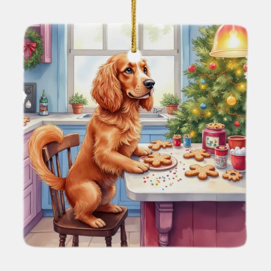Cute Cocker Spaniel Gingerbread Baking Christmas Keramikornament (Rückseite)