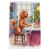 Cute Cocker Spaniel Gingerbread Baking Christmas Mittlere Geschenktüte (Rückseite)