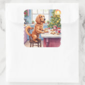 Cute Cocker Spaniel Gingerbread Baking Christmas Quadratischer Aufkleber (Tasche)