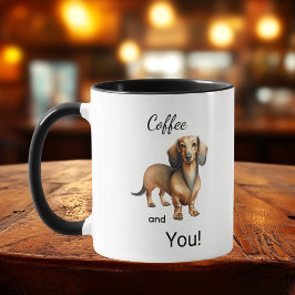 Cute Coffee And Dachshund Brown Personalize Tasse