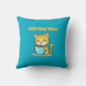 **Cute Coffee Cat – Adorable Cat Drinking Coffee I Kissen (Rückseite)